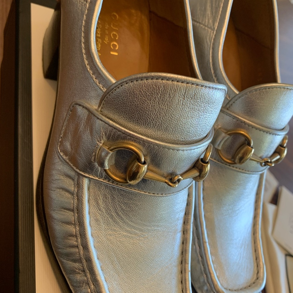 Gucci Vegas Loafer block heel Silver 37.5 - Picture 2 of 10